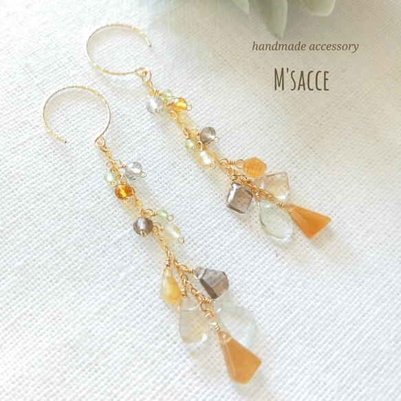 14kgfレモンクォーツのブーケチャーム