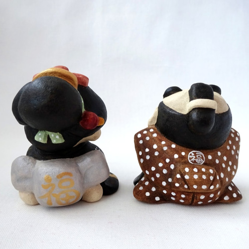 縁起物！福助さんお福さんセット 小サイズ その他置物 ことほぎ 通販