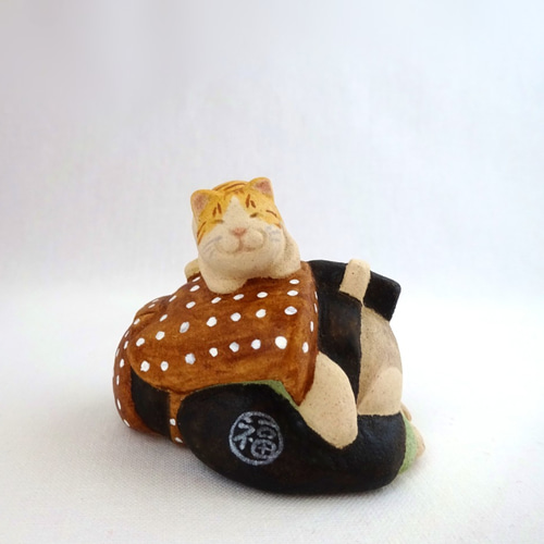 猫とお辞儀福助さん 小サイズ 縁起物 その他置物 ことほぎ 通販