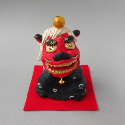 縁起物　スワロフスキー 獅子舞 約4cm 受注制作】獅子舞とみかん お正月 縁起物 その他置物 ことほぎ