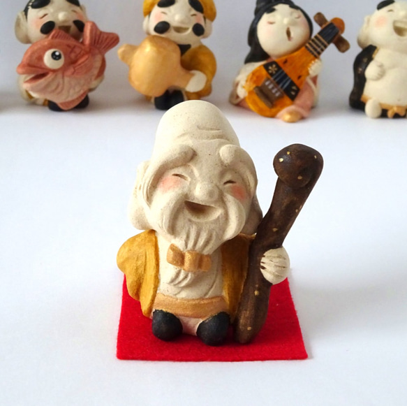 受注制作】七福神の福禄寿様 小サイズ 縁起物 その他置物 ことほぎ