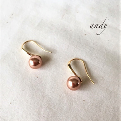 Swarovski Crystal Peal Rose Gold Elegant hook Earrings 7枚目の画像