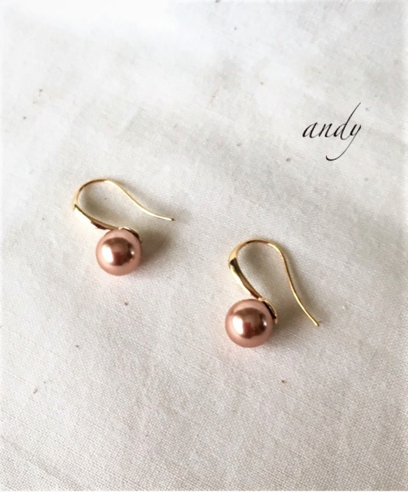 Swarovski Crystal Peal Rose Gold Elegant hook Earrings 7枚目の画像