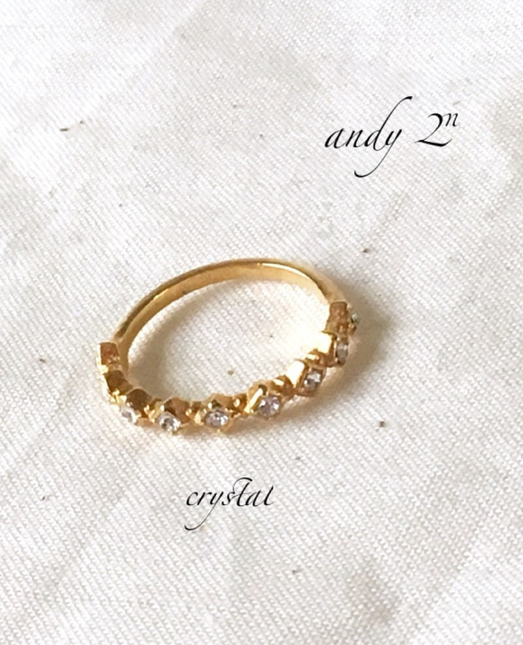 Swarovski Crystal Eternity Gold Ring《Jet or Crystal》 4枚目の画像