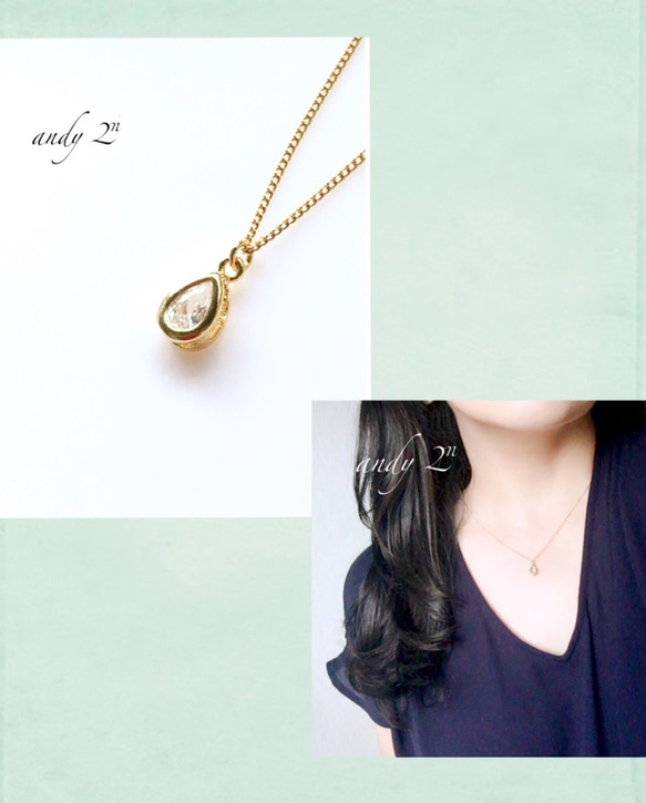 Mini Drop Cz Motif Gold Necklace 3枚目の画像