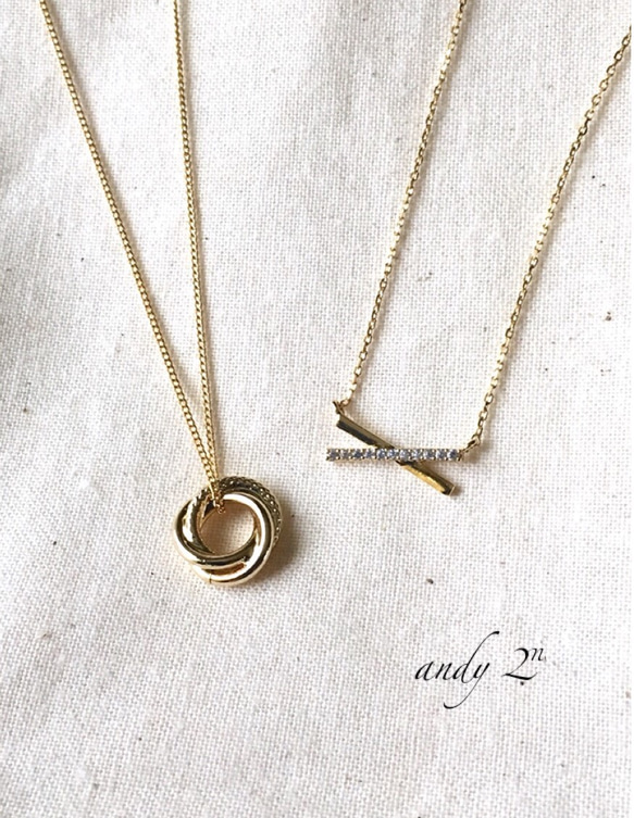 Cross Line Cz Motif Gold Necklace 4枚目の画像