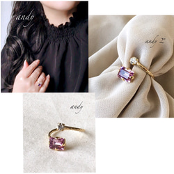 Swarovski Crystal Light amesist Folk Ring 5枚目の画像