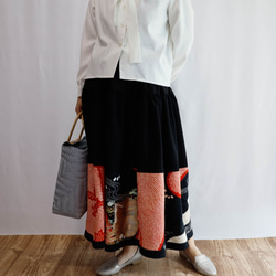 Kimono HAREGI Skirt Long -Using Vintage Kimono Fabrics 第3張的照片