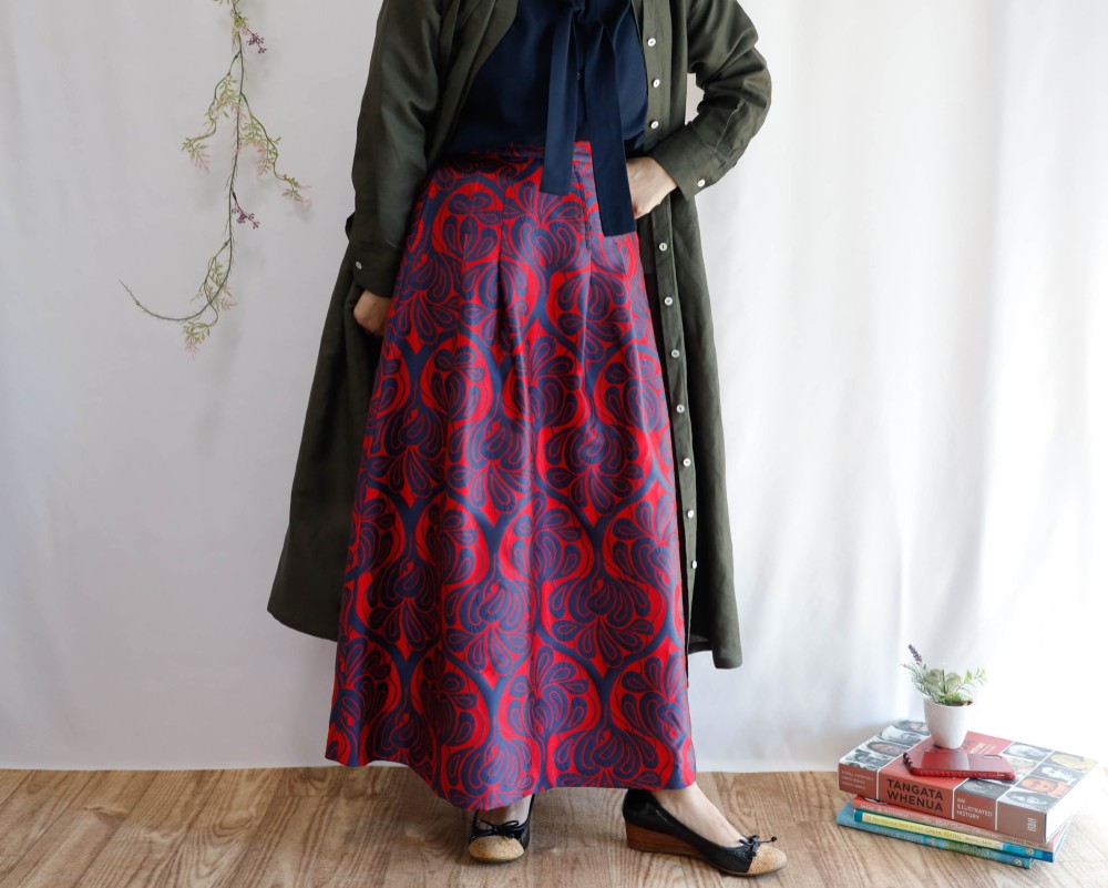 マキシ丈 90cm丈 コベントガーデン きまぐれコレクション -程よくイカれた感じのダマスク柄のマキシスカート 秋支度に