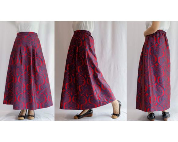 Maxi 長度 90 厘米長度 Covent Garden Kimagure 系列 - 帶有緞面圖案的長裙，具有適度的瘋狂感覺 第7張的照片