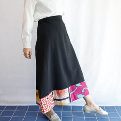 ORIGAMI SKIRT -ヴィンテージの銘仙をパッチワークした変形巻きスカート １点物 着物リメイク 1枚目の画像