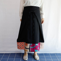 ORIGAMI SKIRT -ヴィンテージの銘仙をパッチワークした変形巻きスカート １点物 着物リメイク 2枚目の画像