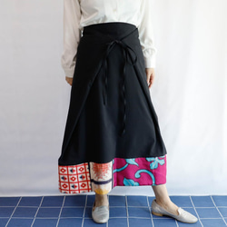 ORIGAMI SKIRT -ヴィンテージの銘仙をパッチワークした変形巻きスカート １点物 着物リメイク 3枚目の画像