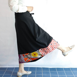 ORIGAMI SKIRT -ヴィンテージの銘仙をパッチワークした変形巻きスカート １点物 着物リメイク 5枚目の画像