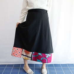 ORIGAMI SKIRT -ヴィンテージの銘仙をパッチワークした変形巻きスカート １点物 着物リメイク 8枚目の画像