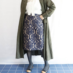『再販x21』コベントガーデン グレー　-ダマスク柄のハンサム タイトスカート 8枚目の画像
