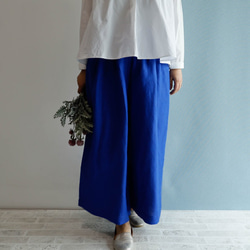 豐盈的高喬褲 寶藍色超長喇叭褲 第5張的照片