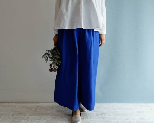 豐盈的高喬褲 寶藍色超長喇叭褲 第5張的照片