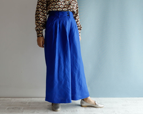 豐盈的高喬褲 寶藍色超長喇叭褲 第6張的照片