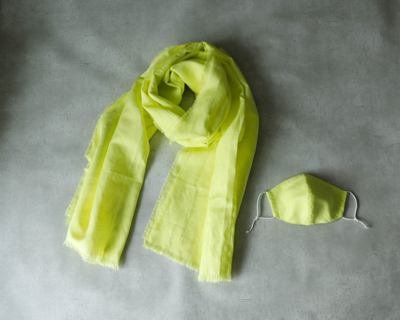 兩件套水洗亞麻披肩和麵膜 黃色 送禮佳品 ◎ Creema 限定 冬季是充滿活力的維他命色 第4張的照片