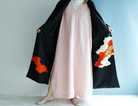 KIMONO LONG Coat -留袖を使ったドレスコート　1点ものです！　着物リメイク フォーマル にも! 4枚目の画像