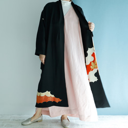 KIMONO LONG Coat -留袖を使ったドレスコート　1点ものです！　着物リメイク フォーマル にも! 6枚目の画像