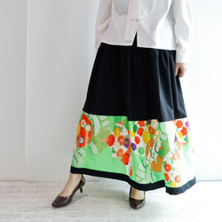 Sold HAREGI SKIRT -ビンテージの着物地を使ったフレアスカート [ロング] 着物リメイク １点物 5枚目の画像
