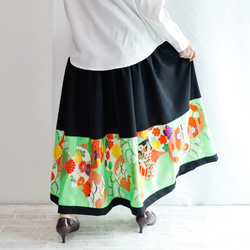 已售出 HAREGI SKIRT - Flare skirt using vintage kimono fabric [long 第9張的照片