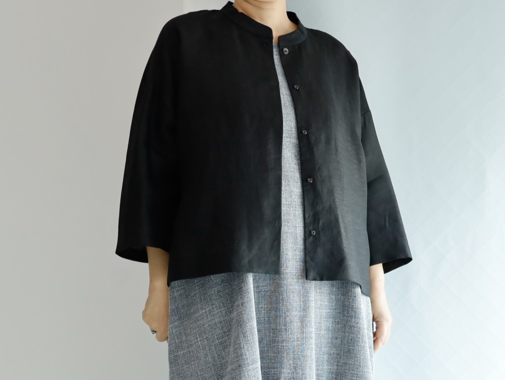 「春夏ブラック」シャツジャケット ブラックリネン 入学式 卒業式 セレモニー オフィス パーティ 結婚式