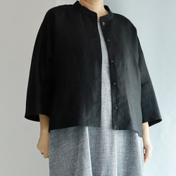 「春夏ブラック」シャツジャケット ブラックリネン 入学式 卒業式 セレモニー オフィス パーティ 結婚式 1枚目の画像