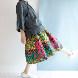 沖繩裙子-非洲印花喇叭裙-Midi 第8張的照片