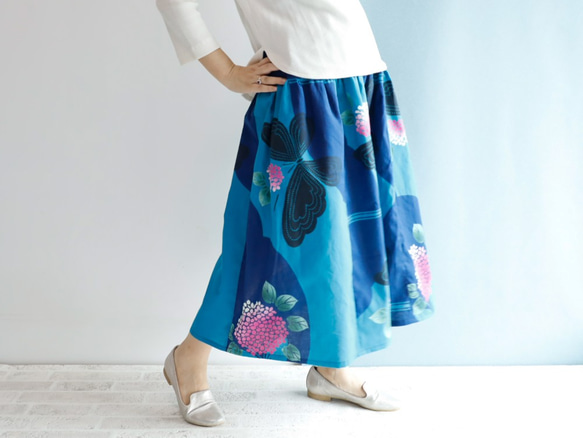 OKINAWA SKIRT LONG -upcycled from unused summer KIMONO 第2張的照片