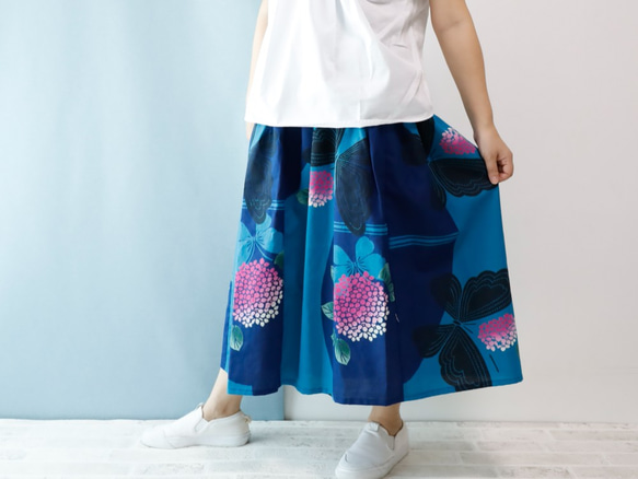 OKINAWA SKIRT LONG -upcycled from unused summer KIMONO 第1張的照片