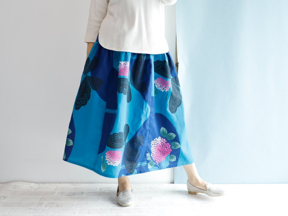 OKINAWA SKIRT LONG -upcycled from unused summer KIMONO 第5張的照片