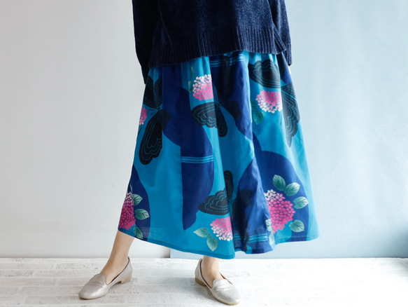 OKINAWA SKIRT LONG -upcycled from unused summer KIMONO 第7張的照片