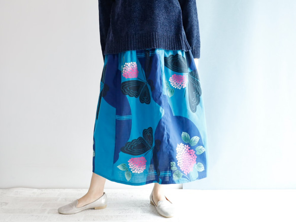 OKINAWA SKIRT LONG -upcycled from unused summer KIMONO 第8張的照片