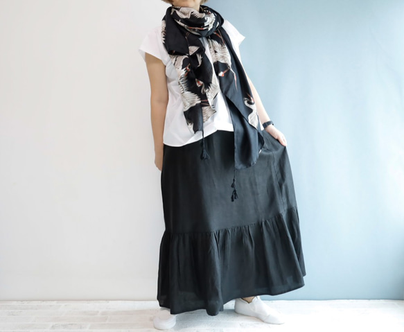 夏季福袋 Creema 限量 2 件套夏季黑色搭配圍巾和分層裙！ 第6張的照片