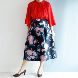 ミディ丈 70cm丈 ヨーロピアンローズ ピンク きまぐれコレクション ミディスカート 8枚目の画像