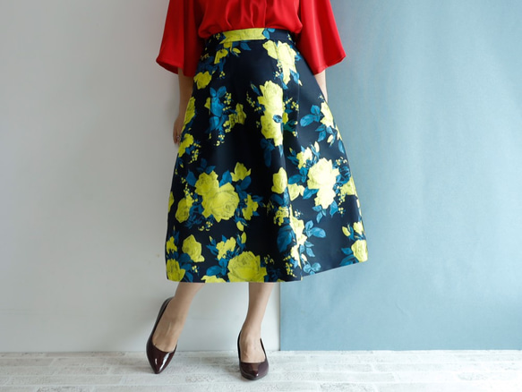 Midi Length 70cm European Rose Yellow Kimagure Collection 中長裙 第6張的照片