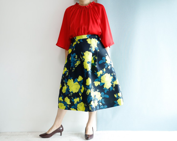 Midi Length 70cm European Rose Yellow Kimagure Collection 中長裙 第8張的照片