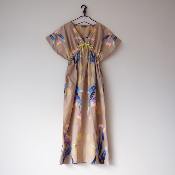 「ayaさまオーダー品」OKINAWA DRESS  -浴衣地を使ったドレス　ミディ 1枚目の画像