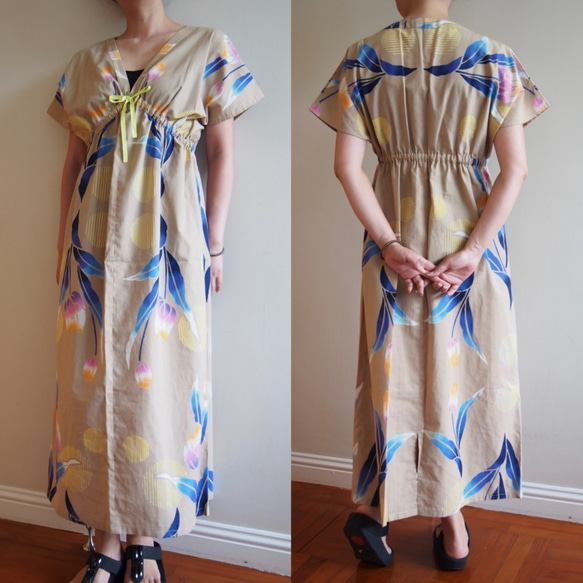 OKINAWA DRESS -Maxi dress using YUKATA(Summer KIMONO) fabric 第3張的照片