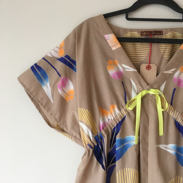 OKINAWA DRESS -Maxi dress using YUKATA(Summer KIMONO) fabric 第2張的照片