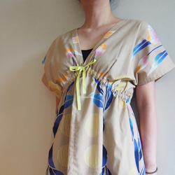 「ayaさまオーダー品」OKINAWA DRESS  -浴衣地を使ったドレス　ミディ 4枚目の画像