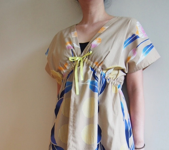 「ayaさまオーダー品」OKINAWA DRESS  -浴衣地を使ったドレス　ミディ 4枚目の画像