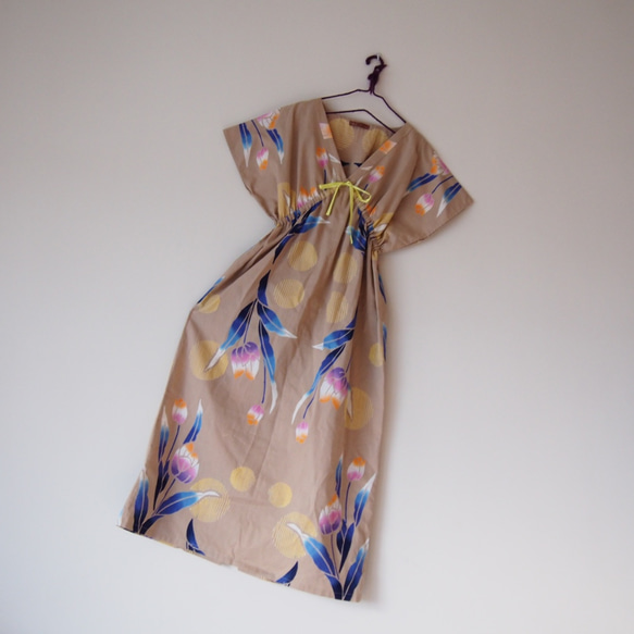 「ayaさまオーダー品」OKINAWA DRESS  -浴衣地を使ったドレス　ミディ 6枚目の画像