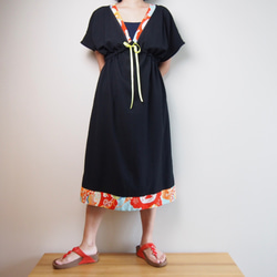 OKINAWA DRESS -LITTLE BLACK DRESS WITH UPCYCLED  KIMONO 第1張的照片