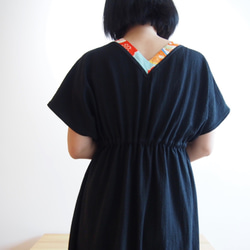 OKINAWA DRESS -LITTLE BLACK DRESS WITH UPCYCLED  KIMONO 第4張的照片