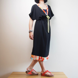 OKINAWA DRESS -LITTLE BLACK DRESS WITH UPCYCLED  KIMONO 第8張的照片