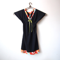 OKINAWA DRESS -LITTLE BLACK DRESS WITH UPCYCLED  KIMONO 第9張的照片